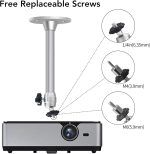 Adjustable Projector Ceiling Mount Bracket Silver 3.5kg Capacity - Image 2