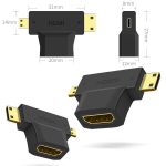 3-in-1 HDMI Female to Mini HDMI Male + Micro HDMI Male Adapter (Black) - Image 2